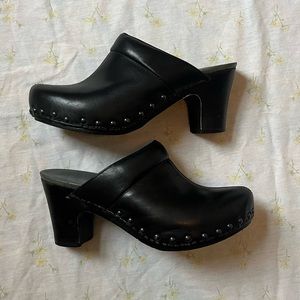 Dansko Black Heeled Clogs